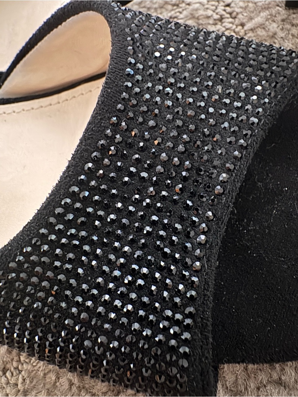Contigo Black Rhinestone Slide Mules - Picture 2 of 4